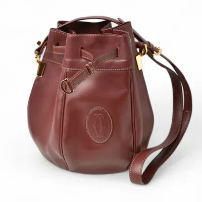 Pre-owned Cartier Bordeaux Leather Shoulder Bag ()