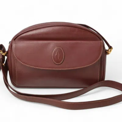 Pre-owned Cartier Bordeaux Leather Shoulder Bag ()