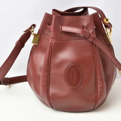 Pre-owned Cartier Bordeaux Leather Shoulder Bag ()