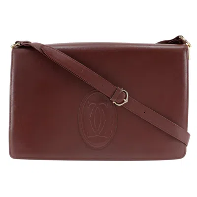 Pre-owned Cartier Bordeaux Leather Shoulder Bag ()