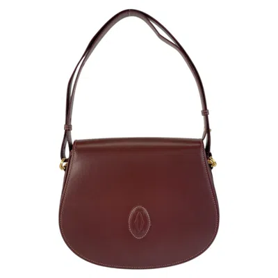 Pre-owned Cartier Bordeaux Leather Shoulder Bag ()