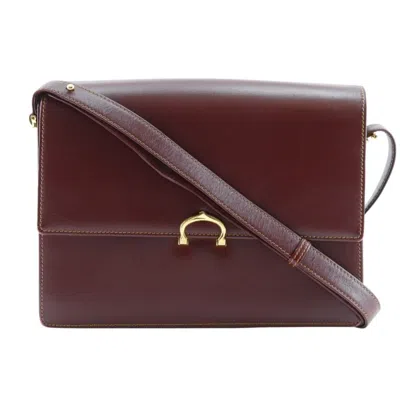 Pre-owned Cartier Bordeaux Leather Shoulder Bag ()