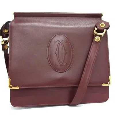 Pre-owned Cartier Bordeaux Leather Shoulder Bag ()