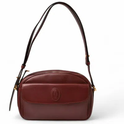 Pre-owned Cartier Bordeaux Leather Shoulder Bag () In Burgundy