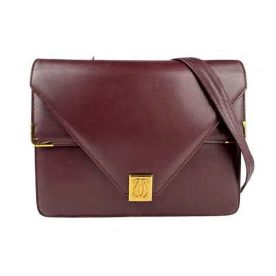 Pre-owned Cartier Bordeaux Leather Shoulder Bag () In Burgundy