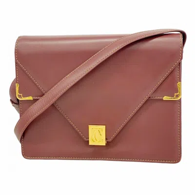 Pre-owned Cartier Bordeaux Leather Shoulder Bag () In Burgundy