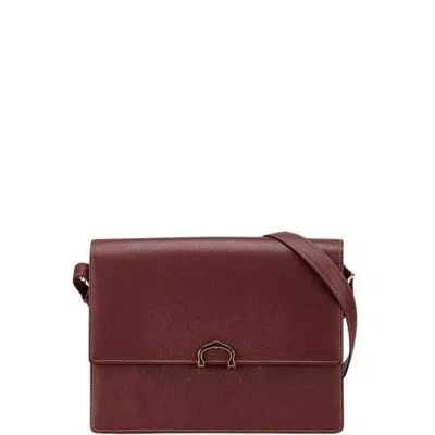 Pre-owned Cartier Bordeaux Leather Shoulder Bag () In Burgundy