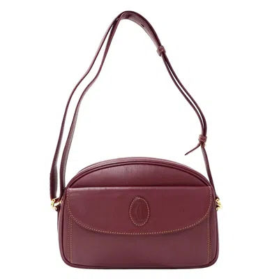 Pre-owned Cartier Bordeaux Leather Shoulder Bag () In Burgundy