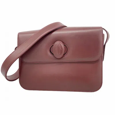 Pre-owned Cartier Bordeaux Leather Shoulder Bag () In Burgundy