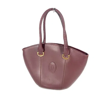 Pre-owned Cartier Bordeaux Leather Shoulder Bag Tote Bag ()