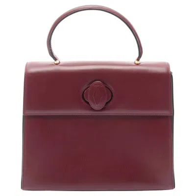 Pre-owned Cartier Bordeaux Leather Top Handle Satchel Bag In Brown
