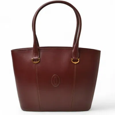 Pre-owned Cartier Bordeaux Leather Tote Bag () In Burgundy