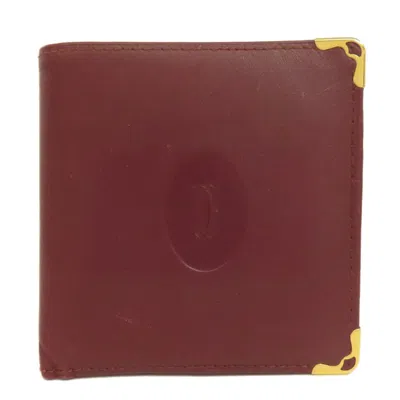 Pre-owned Cartier Bordeaux Leather Wallet (bi-fold) ()