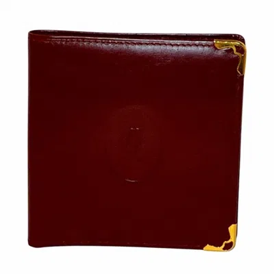 Pre-owned Cartier Bordeaux Leather Wallet (bi-fold) () In Burgundy