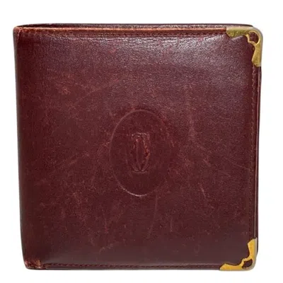 Pre-owned Cartier Bordeaux Leather Wallet (bi-fold) () In Burgundy