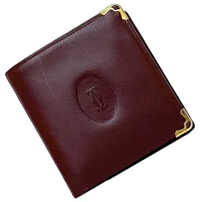 Pre-owned Cartier Bordeaux Leather Wallet (bi-fold) () In Burgundy
