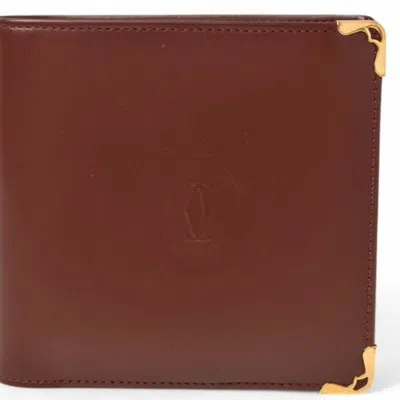 Pre-owned Cartier Bordeaux Leather Wallet (bi-fold) () In Burgundy