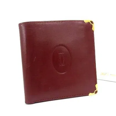 Pre-owned Cartier Bordeaux Leather Wallet (bi-fold) () In Burgundy