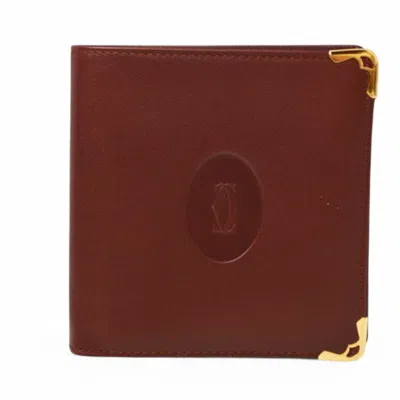 Pre-owned Cartier Bordeaux Leather Wallet (bi-fold) () In Burgundy