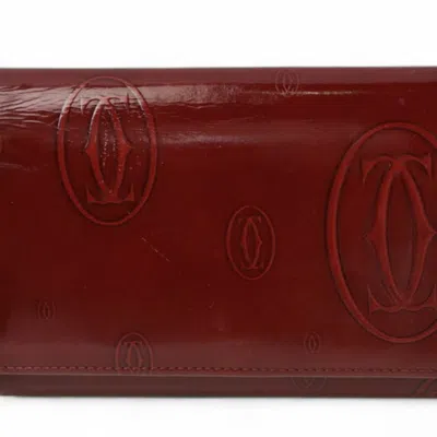 Pre-owned Cartier Bordeaux Leather Wallet (bi-fold) () In Burgundy