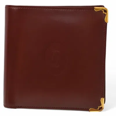 Pre-owned Cartier Bordeaux Leather Wallet (bi-fold) () In Burgundy