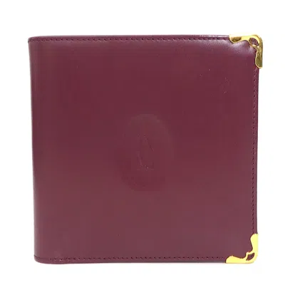 Pre-owned Cartier Bordeaux Leather Wallet (bi-fold) () In Burgundy