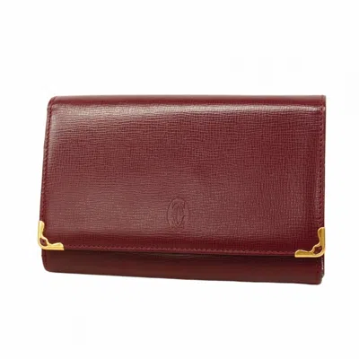 Pre-owned Cartier Bordeaux Leather Wallet (bi-fold) () In Burgundy