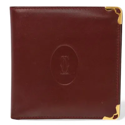 Pre-owned Cartier Bordeaux Leather Wallet (bi-fold) () In Burgundy