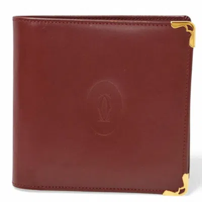 Pre-owned Cartier Bordeaux Leather Wallet (bi-fold) () In Burgundy