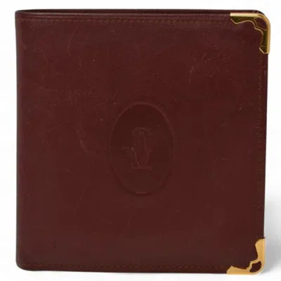 Pre-owned Cartier Bordeaux Leather Wallet (bi-fold) ()