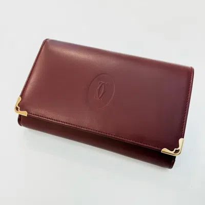 Pre-owned Cartier Bordeaux Leather Wallet (bi-fold) ()