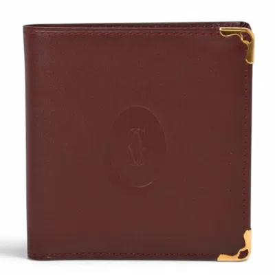Pre-owned Cartier Bordeaux Leather Wallet (bi-fold) ()