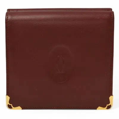 Pre-owned Cartier Bordeaux Leather Wallet (bi-fold) () In Burgundy