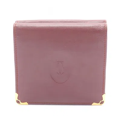 Pre-owned Cartier Bordeaux Leather Wallet (bi-fold) () In Burgundy