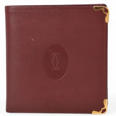 Pre-owned Cartier Bordeaux Leather Wallet (bi-fold) () In Burgundy