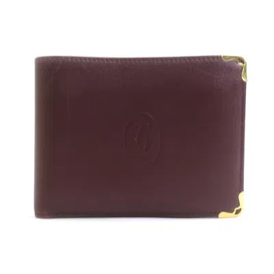 Pre-owned Cartier Bordeaux Leather Wallet (bi-fold) () In Burgundy
