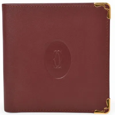 Pre-owned Cartier Bordeaux Leather Wallet (bi-fold) () In Burgundy