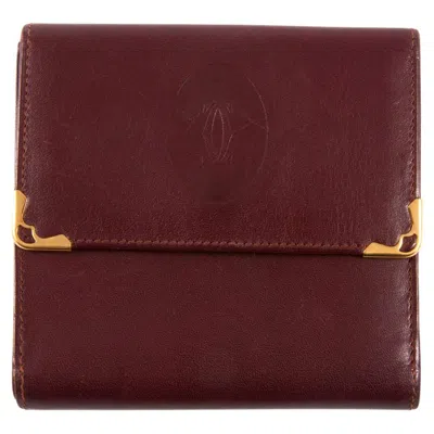 Pre-owned Cartier Bordeaux Leather Wallet In Brown