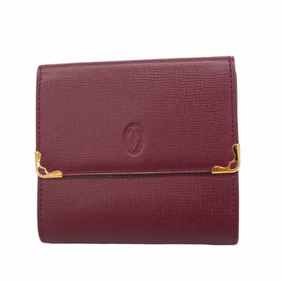 Pre-owned Cartier Bordeaux Leather Wallet (tri-fold) () In Burgundy