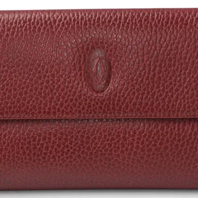 Pre-owned Cartier Bordeaux Leather Wallet (tri-fold) ()