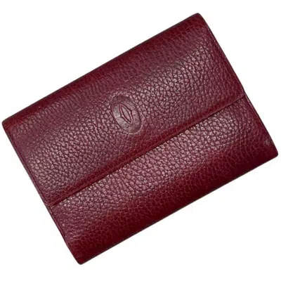 Pre-owned Cartier Bordeaux Leather Wallet (tri-fold) ()