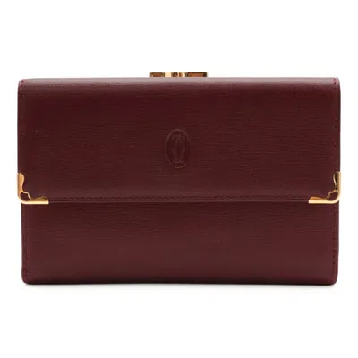 Pre-owned Cartier Bordeaux Leather Wallet (tri-fold) ()