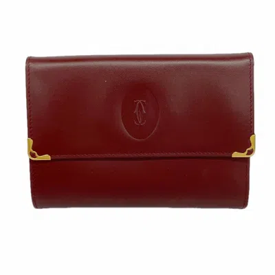 Pre-owned Cartier Bordeaux Leather Wallet (tri-fold) () In Burgundy