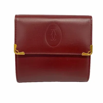 Pre-owned Cartier Bordeaux Leather Wallet (tri-fold) () In Burgundy
