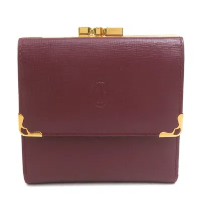 Pre-owned Cartier Bordeaux Leather Wallet (tri-fold) () In Burgundy