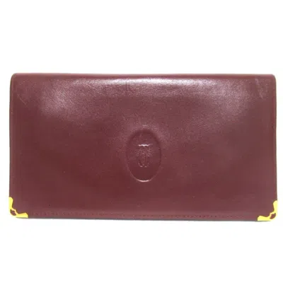Pre-owned Cartier Bordeaux Long Wallet (bi-fold) () In Burgundy