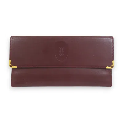 Pre-owned Cartier Bordeaux Long Wallet (tri-fold) () In Burgundy