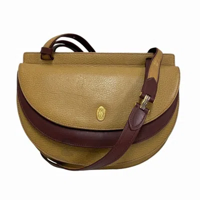 Pre-owned Cartier Bordeaux Mustard Yellow Leather Shoulder Bag () In Bordeaux, Mustard, Yellow