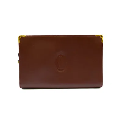 Pre-owned Cartier Bordeaux Red Color Leather Clutch Bag ()
