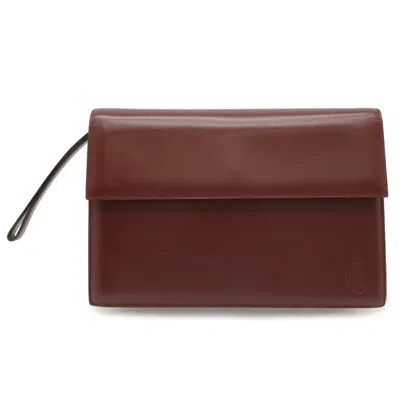 Pre-owned Cartier Bordeaux Red Color Leather Clutch Bag () In Bordeaux, Red Color